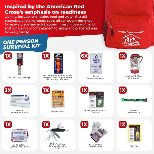 First My Family All-in-One Premium 1-Person Emergency Surviv...