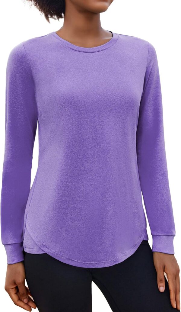 PINSPARK Long Sleeve Workout Tops for Women Crewneck Yoga Sh...