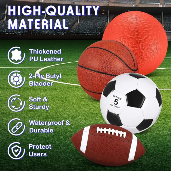Lenwen 4 Pcs Sports Balls Set, Include Official Size Basketb...