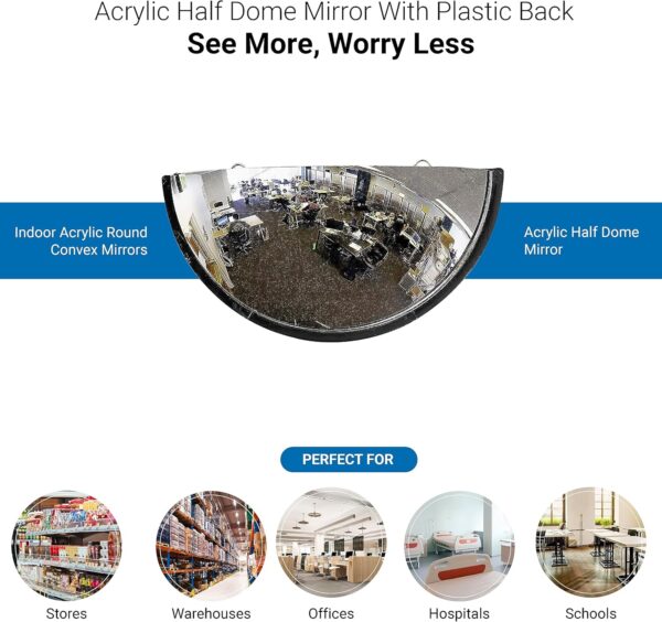 18” Acrylic Bubble Half Dome Mirror with Black Rim, Round In...