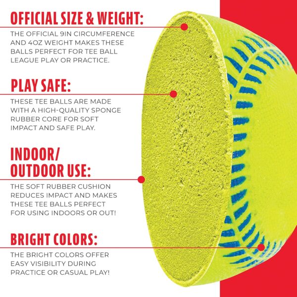 Franklin Sports - Pro Brite - Neon Rubber Teeball - MLB - Yo...