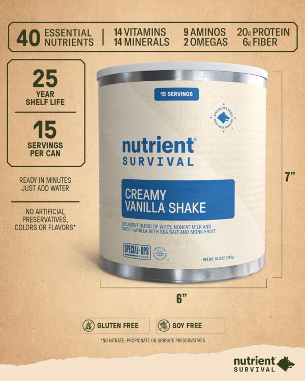Nutrient Survival Protein Shake, Creamy Vanilla, Whey Protei...