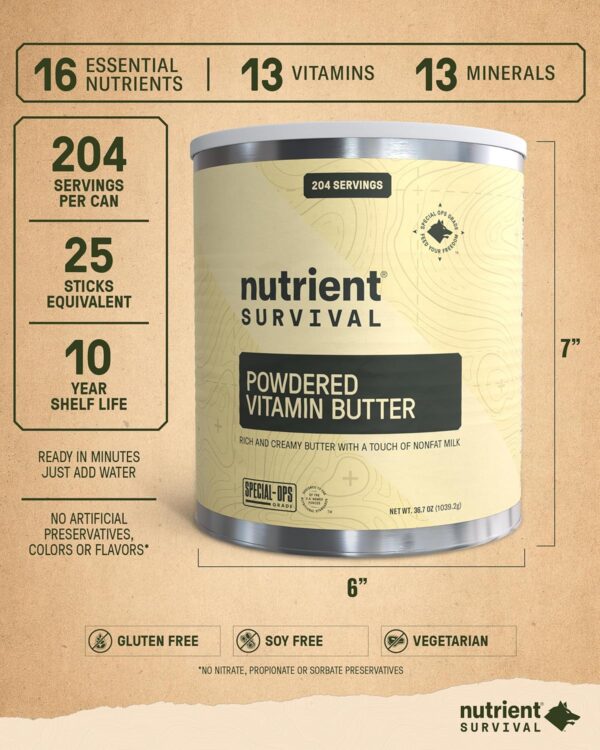 Nutrient Survival Vitamin Butter Powder, Freeze Dried Preppe...