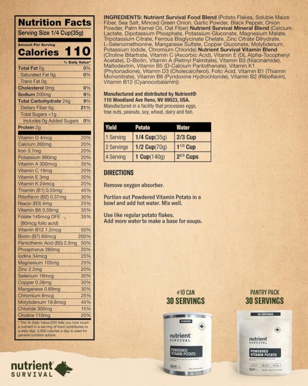 Nutrient Survival Essentials Powdered Vitamin Potato (30 Ser...