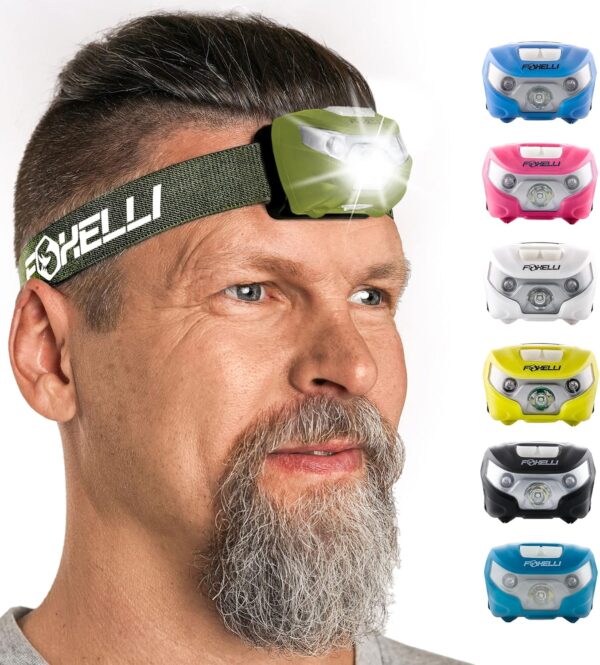 Foxelli Rechargeable LED Headlamp - Super Bright, Lightweigh...