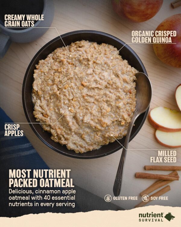 Nutrient Survival MRE Oatmeal, Hearty Apple Cinnamon (2 Sing...