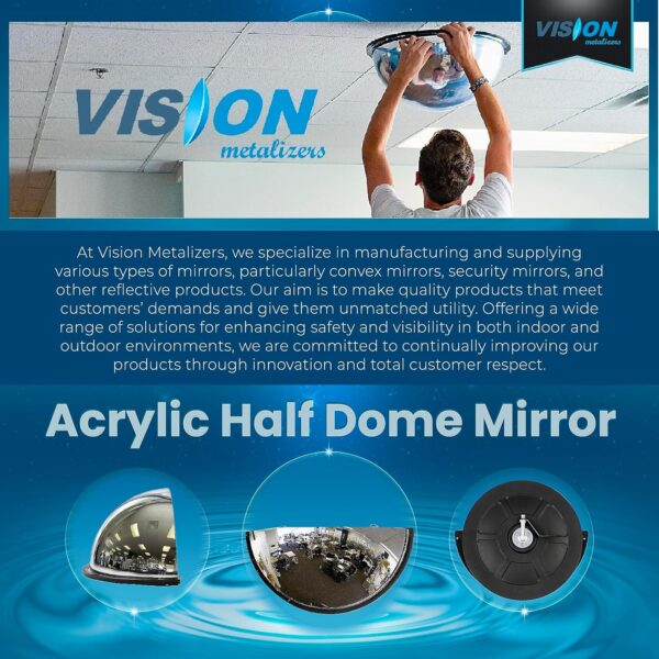 18” Acrylic Bubble Half Dome Mirror with Black Rim, Round In...