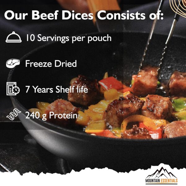 Mountain Essentials Freeze Dried Fully Cooked Beef Dices | 2...