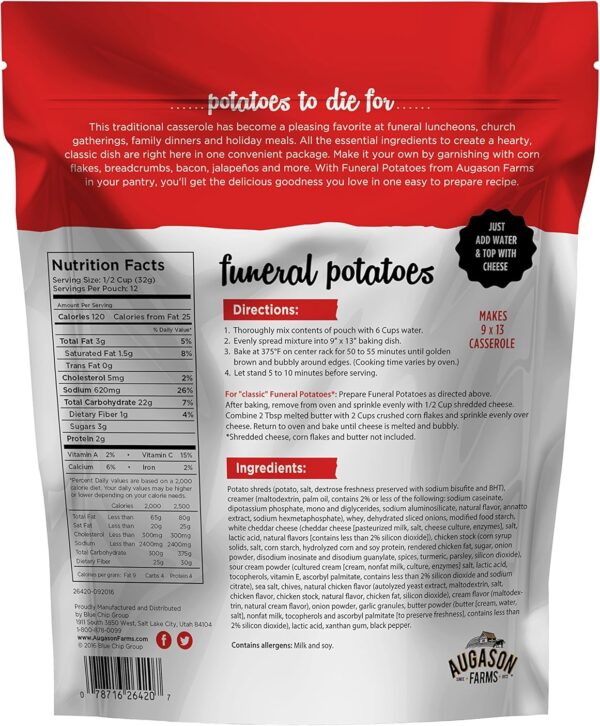 Augason Farms Funeral Potatoes 13 6 OZ Food Pouch