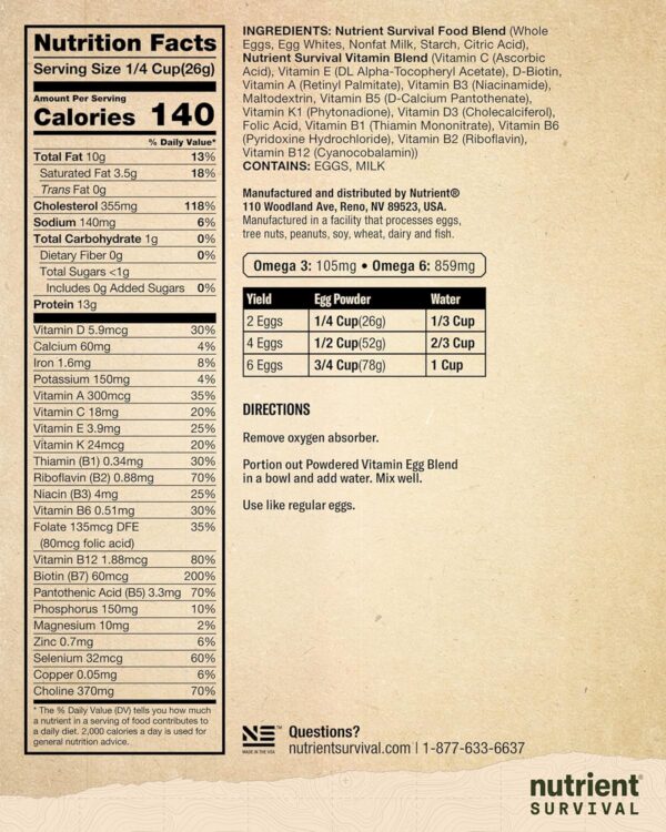 Nutrient Survival Essentials Vitamin Powdered Milk,Vitamin B...