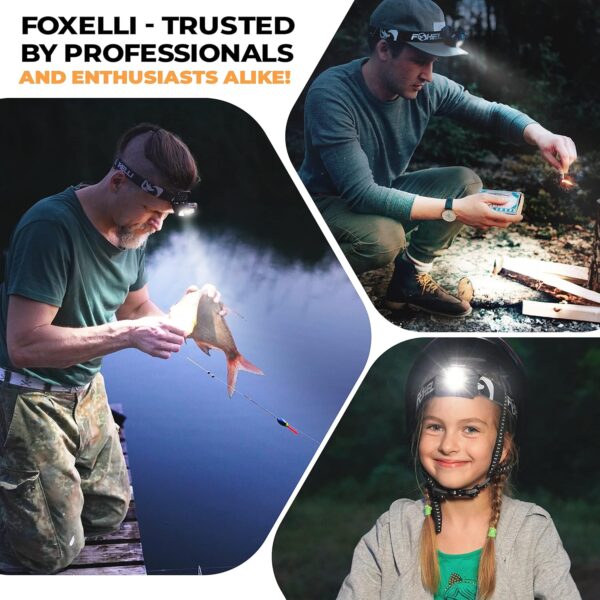 Foxelli Rechargeable LED Headlamp - Super Bright, Lightweigh...