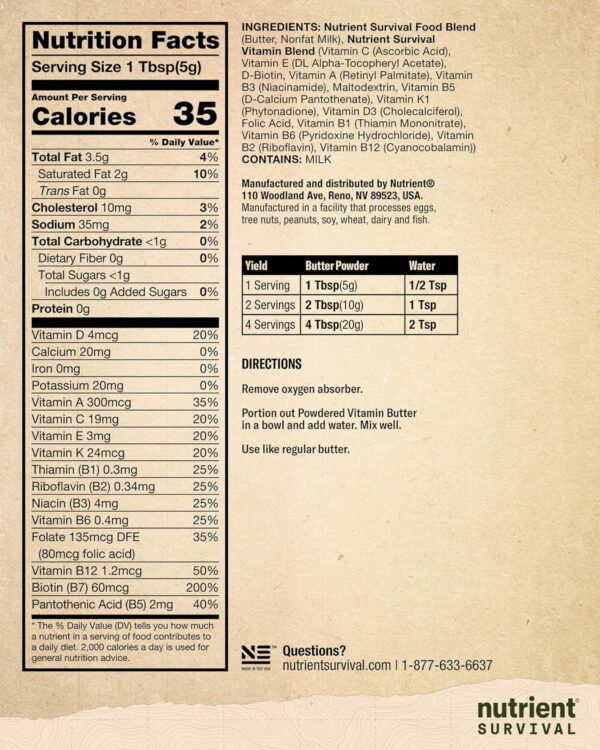 Nutrient Survival Essentials Vitamin Powdered Milk,Vitamin B...