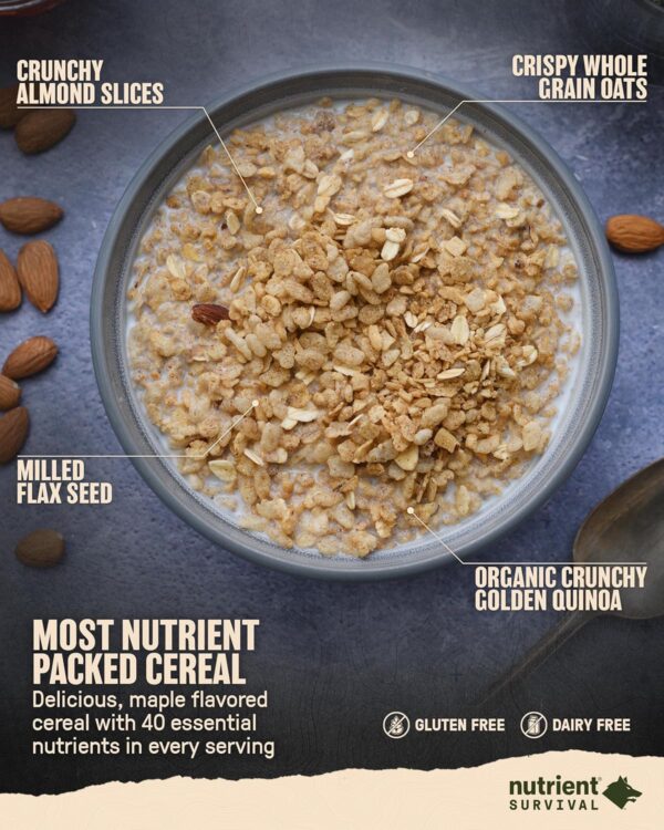 Nutrient Survival MRE Cereal, Maple Almond Grain Crunch (12 ...