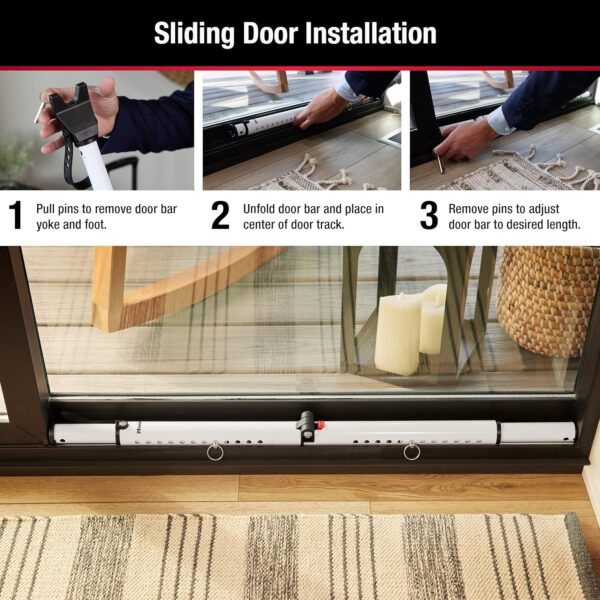 Master Lock Sliding Door Stopper and Door Security Bar, Adju...