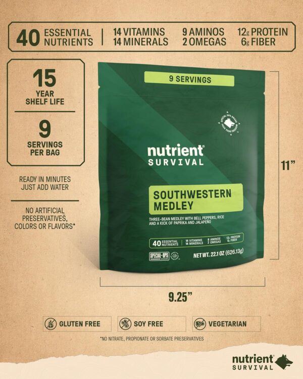 Nutrient Survival MRE Southwestern Medley Ready to Eat Meals...