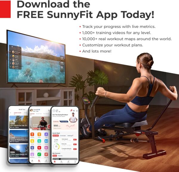 Sunny Health & Fitness Smart Upright Row-N-Ride Trainer w/Ad...