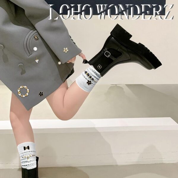 2 Pairs White Slouch Socks with 21 Pcs Sock Pins Jewelry for...