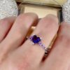 925 sterling silver Purple Zircon heart ring Wedding ring En...