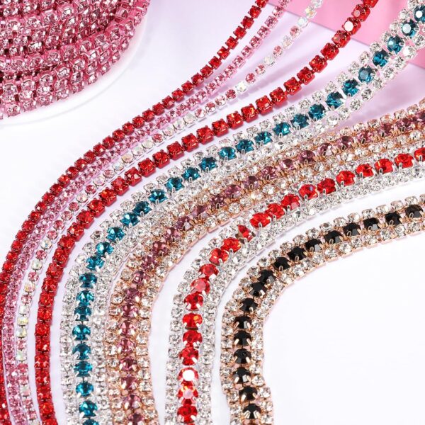 uxcell 1 Yard 3 Rows Rhinestone Chain, 8.5mm Bling Crystal C...