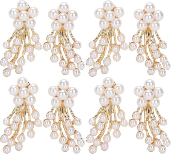 4 Pairs Pearl Shoe Clips Rhinestone Crystal Bridal Shoe Buck...