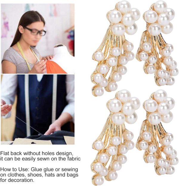 4 Pairs Pearl Shoe Clips Rhinestone Crystal Bridal Shoe Buck...