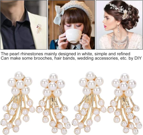 4 Pairs Pearl Shoe Clips Rhinestone Crystal Bridal Shoe Buck...