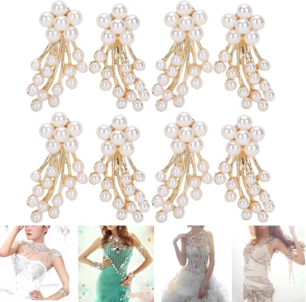 4 Pairs Pearl Shoe Clips Rhinestone Crystal Bridal Shoe Buck...