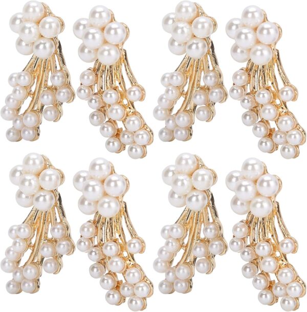 4 Pairs Pearl Shoe Clips Rhinestone Crystal Bridal Shoe Buck...
