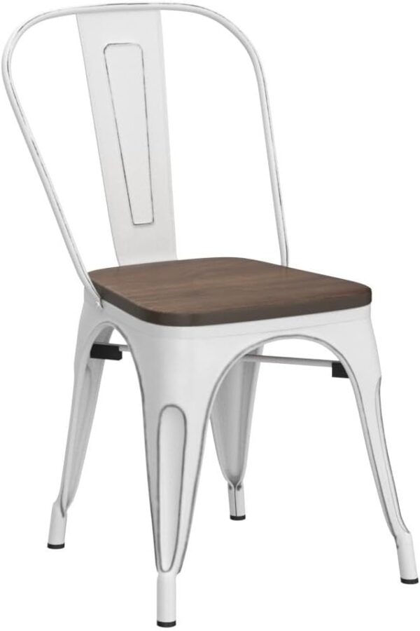 Yaheetech 18 Inch Classic Iron Metal Dining Chair with Wood ...