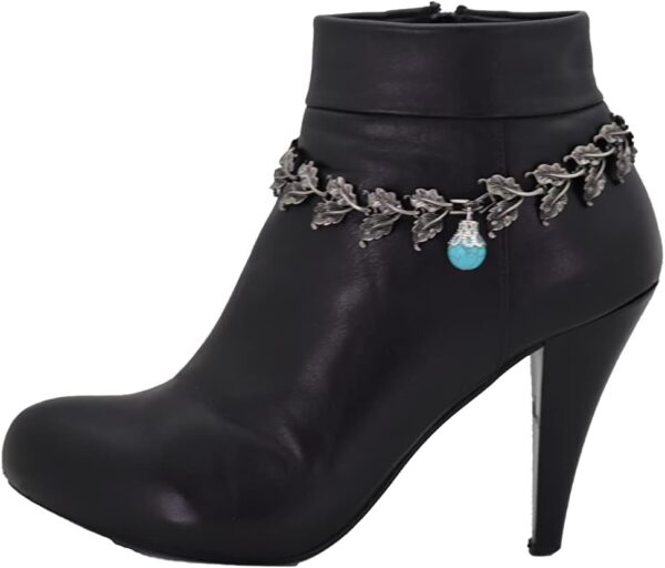 Women Western Fashion Boot Bracelet Dark Silver Metal Chain ...