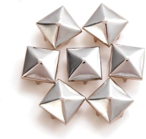 700Pcs 10 mm Square Pyramid Studs Silver Metal Four-Jaw Squa...