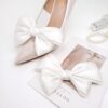 Tsangbaby Satin Bow Shoe Clips - Dots Solid Color Removable ...