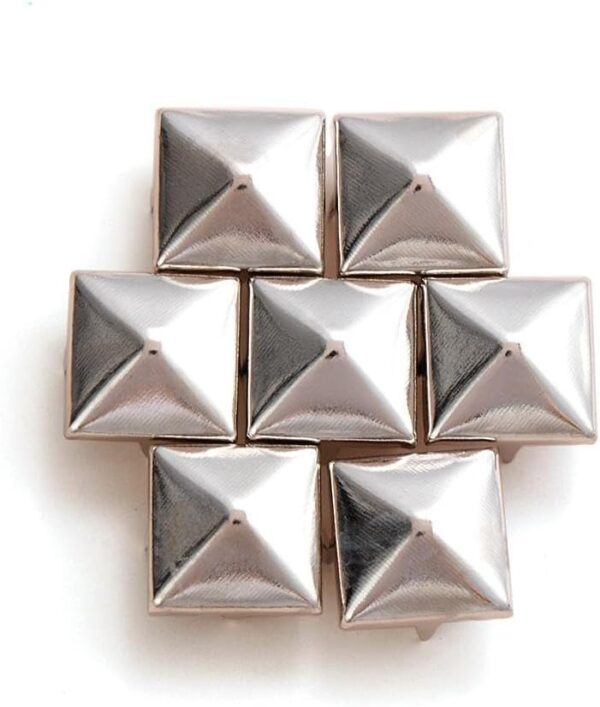 700Pcs 10 mm Square Pyramid Studs Silver Metal Four-Jaw Squa...