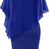 SeSe Code Women's Mesh Cape Overlay Bodycon Knee Length Penc...
