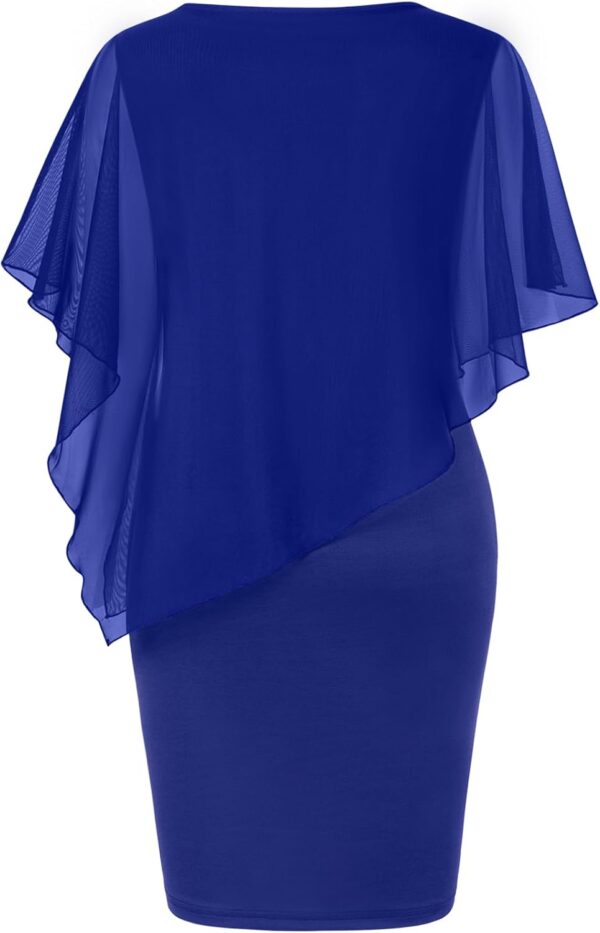 SeSe Code Women's Mesh Cape Overlay Bodycon Knee Length Penc...