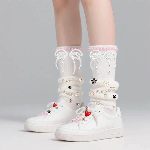 Shoe Charms for Sneakers Women, 51PCS Contain Pearl Lace Bow...