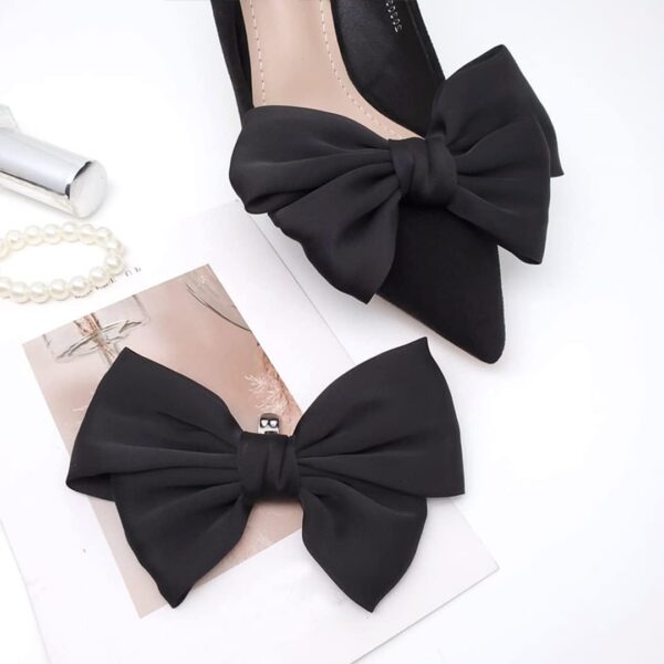 2 Pcs Satin Bow Shoe Clips Removable Solid Color Shoe Clips ...