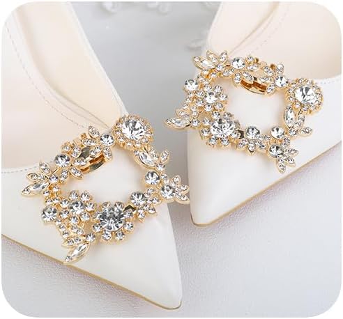 JWICOS 2Pcs Bride Shoe Charms - Rhinestone Women Shoe Jewelr...
