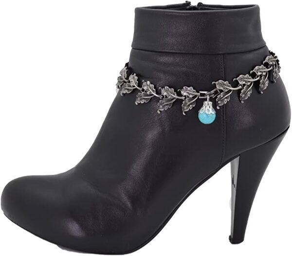 Women Western Fashion Boot Bracelet Dark Silver Metal Chain ...