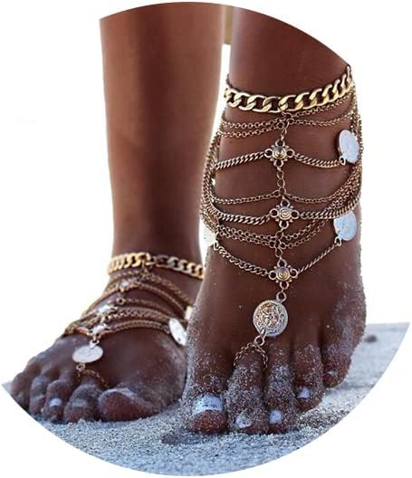 Olbye Silver Barefoot Sandals Foot Chain Jewelry Coin Anklet...