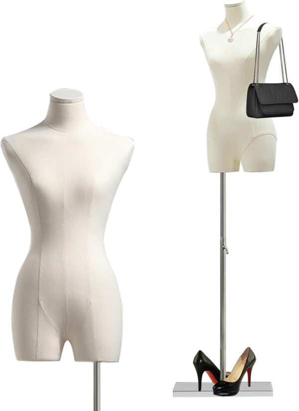 Female Mannequin Dress Form Torso, 47"-83" Height Adjustable...