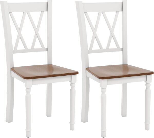 Giantex Dining Room Chairs Set of 2 White, Wooden Farmhouse ...