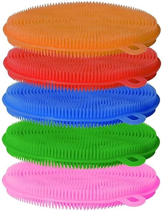 Kitchen Cleaning Supplies Sponges Silicone Dishwashing Scrub...