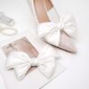 2 Pcs Satin Bow Shoe Clips Removable Solid Color Shoe Clips ...