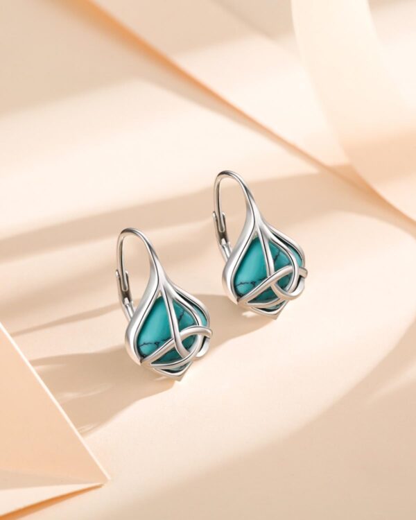 BDL Genuine Turquoise Jewelry for Women, Sterling Silver Ear...