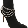 Women Western Boot Bling Bracelet Silver Metal Chain Shoe An...