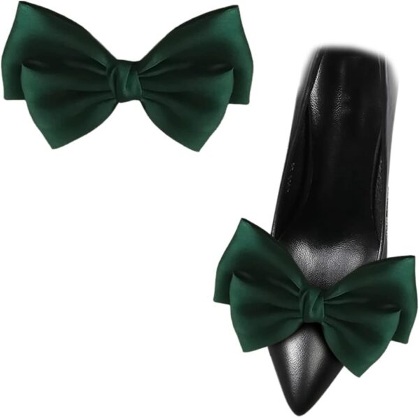2 Pcs Satin Bow Shoe Clips Removable Solid Color Shoe Clips ...