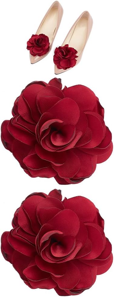 1 Pair Red Flowers Shoe Clips Wedding Shoe Buckles Bridal Re...