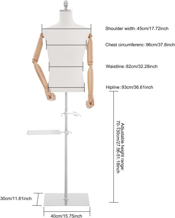 CNCEST Male Mannequin Torso Body,Men Maniquine Dress Form wi...