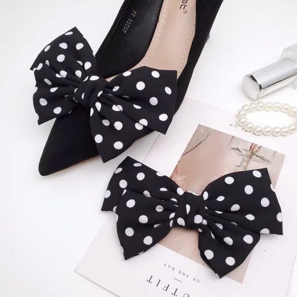 Tsangbaby Satin Bow Shoe Clips - Dots Solid Color Removable ...